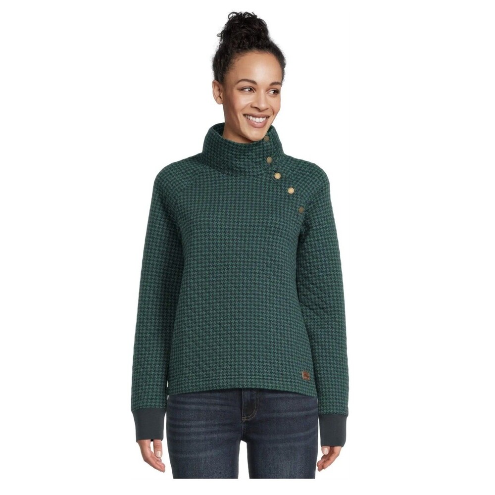 Woman's Clothing L.L.Bean Quilted Sweatshirt Pullover Snap Neck Print Small